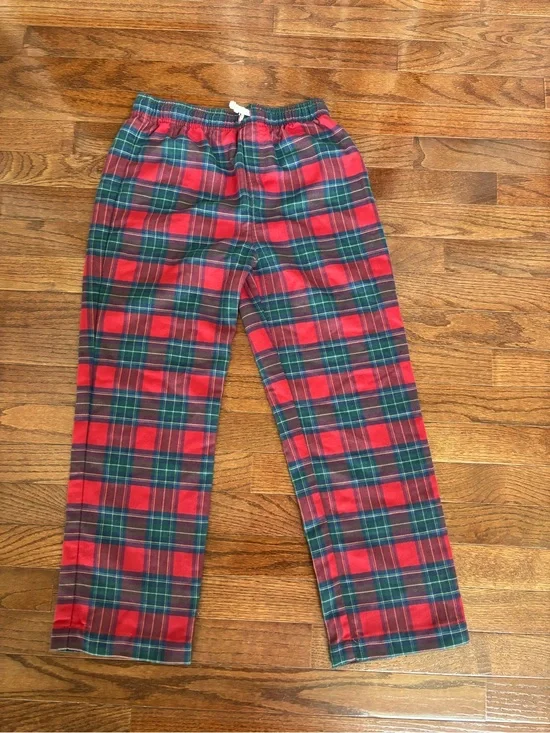 Vineyard Vines Red and Green Plaid Kids Pajama Bottoms M