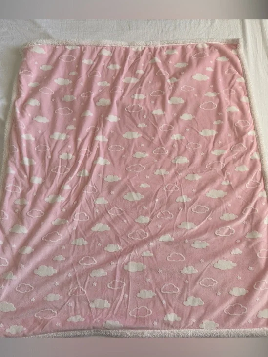 Pink Cloud Print Baby Blanket