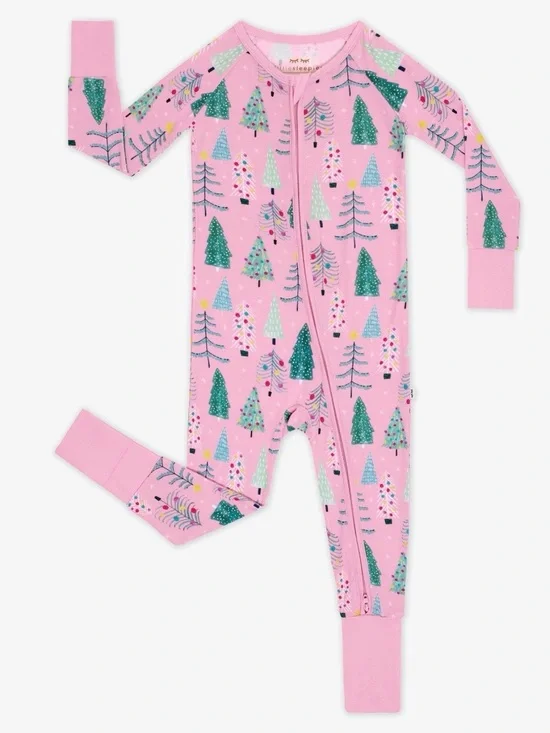 Little Sleepies Pink Twinkling Trees Zippy 6-12 Months