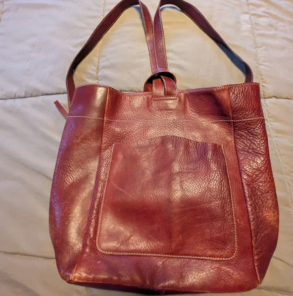 Sundance Red Leather Tote Backpack. Boho. Travel.