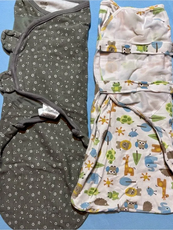 Baby Swaddle Set - Gray Star & Multi Animal Print