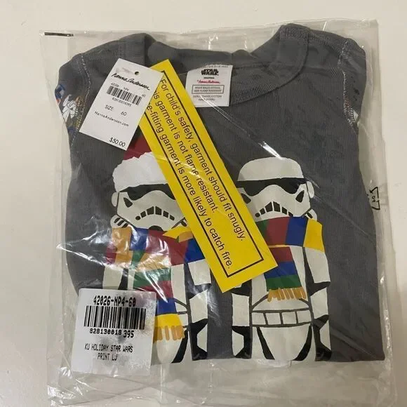 Hanna Andersson Star Wars Stormtrooper Carolers Long John Pajamas SZ 60 3-6 Mos