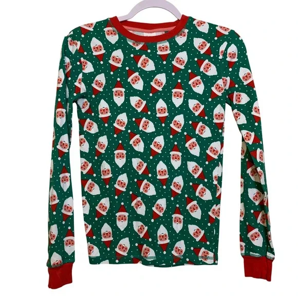 Boden Kids Santa Claus Pajama Top Green Red Christmas Cotton Shirt 14Y 164cm
