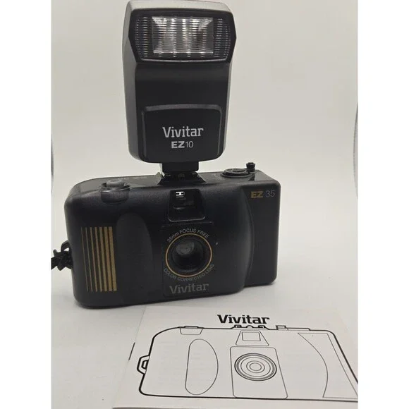 Vivitar EZ35 35mm Point & Shoot Film Camera w/ EZ10 Flash – Flash Works