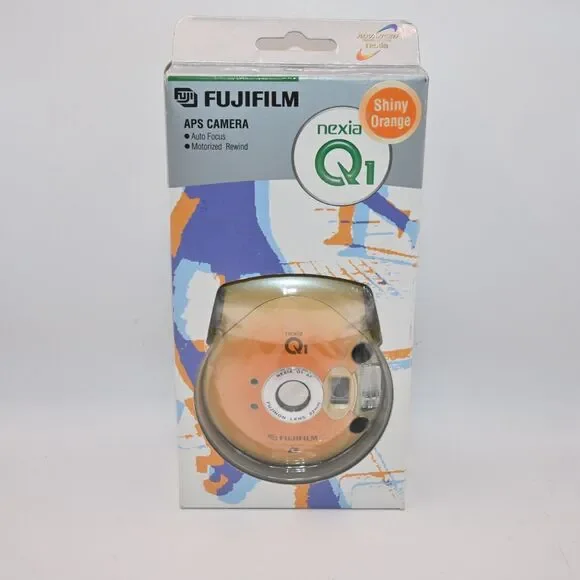 Fujifilm Nexia Q1 Point & Shoot 22mm Film Camera  Auto Focus Shiny Orange NEW