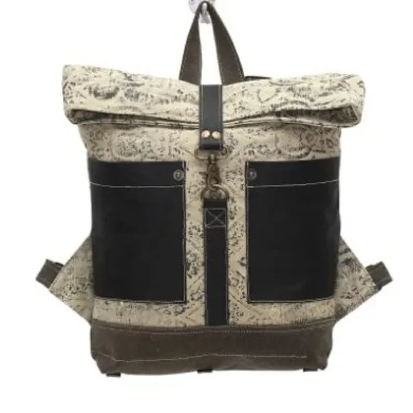 Myra‎ Floral Canvas and Leather Backpack