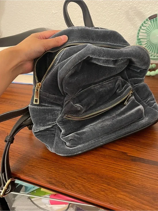 Velvet Mini Backpack in Charcoal Gray - Soft Structured Bag