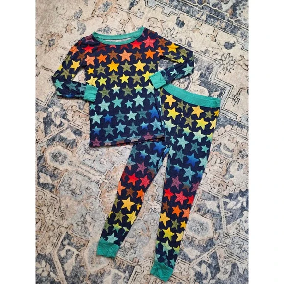Little Sleepies Size 3T Navy Mult-icolor Rainbow Stars Long Sleeve Pajama Set