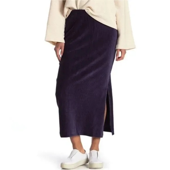 Free People Helen Rib Knit Velvet Skirt Size XS