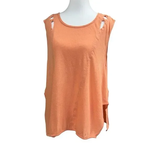 Free People We The Free Summers Tanktop Coral Linen Blend Sz S