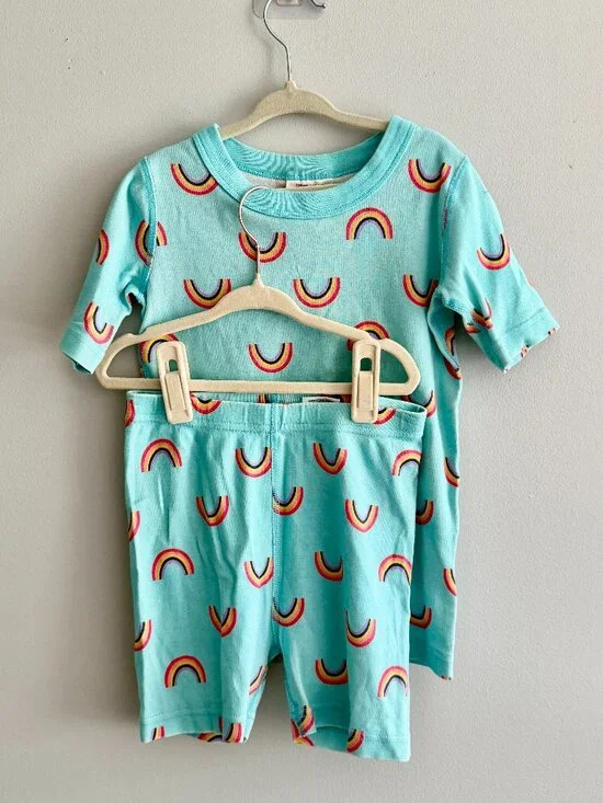 Hanna Andersson Organic Cotton Rainbow Short Sleeve Pajama Set Size 6-7