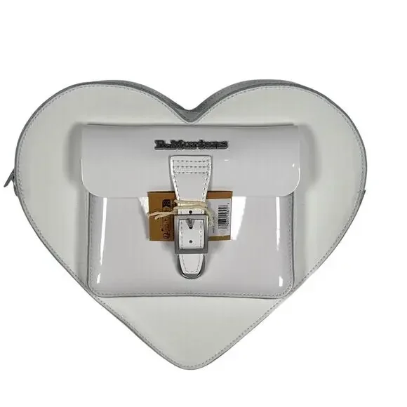 Dr Martens Heart Bag White Kiev Leather Backpack Crossbody NWT‎