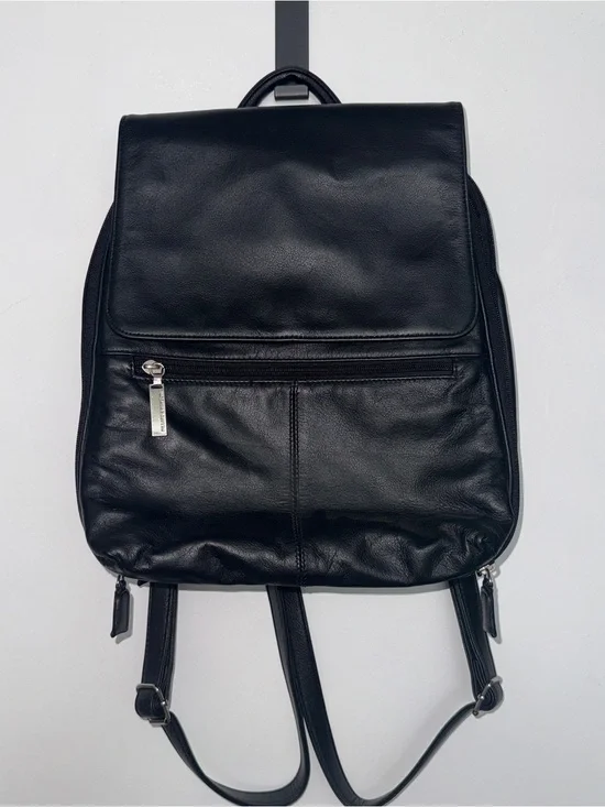 Black Genuine Leather Backpack - Sleek Everyday Carry