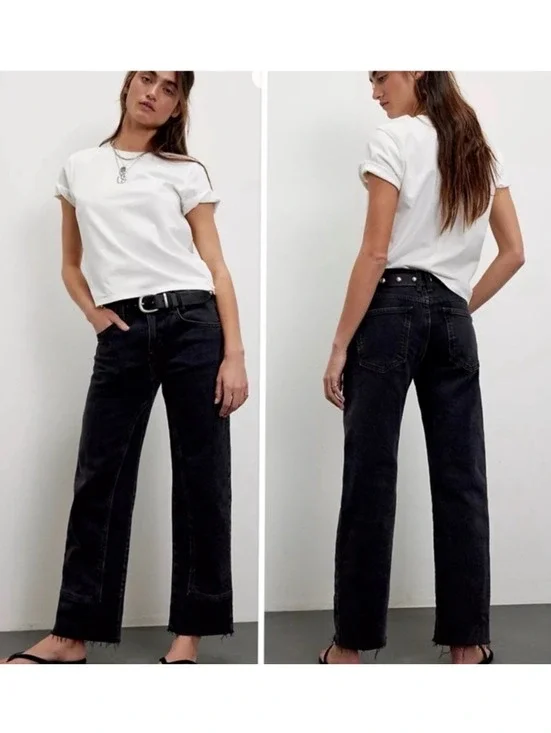 Free People Risk Taker high rise straight Jean Black size 31