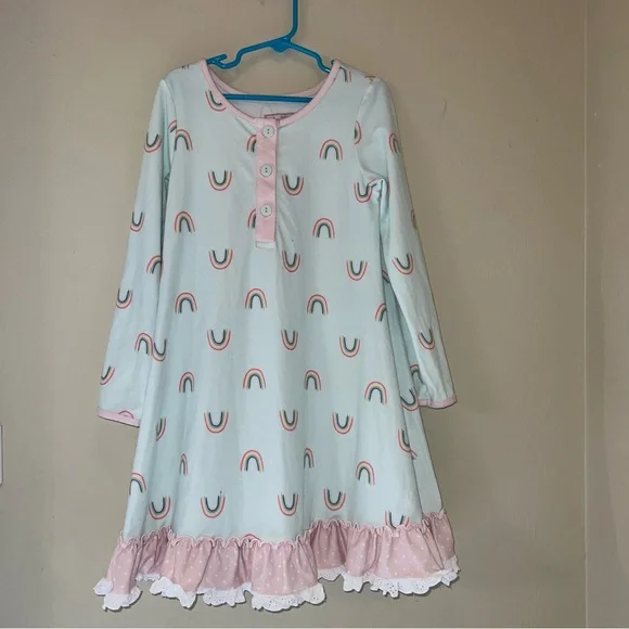 SweetHoney Mint and Pink Rainbow Nightgown for Girls