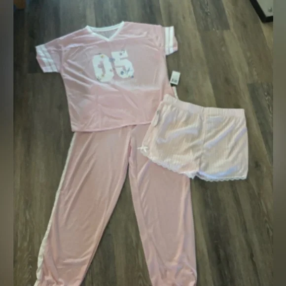 Girl’s Pink Pajama Set - 3-Piece Sleepwear by Sleep On It! Sz Large/XL