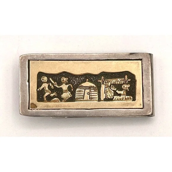 Tom Sue Kee TSK Sterling 12K GF Storyteller Native American Money Clip