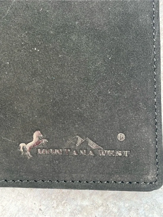 Montana West Black Men's Leather Card & Key Holder with Embossed Logo
