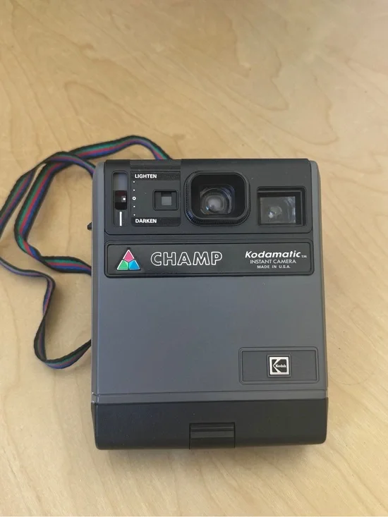 Kodak Kodamatic Champ Instant Camera - Gray with Rainbow Strap