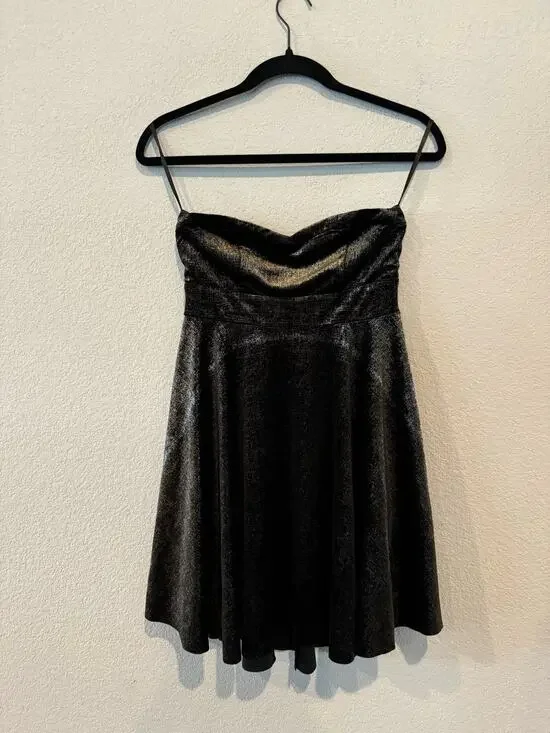 Free People Strapless Black Metallic Dress – Size Small