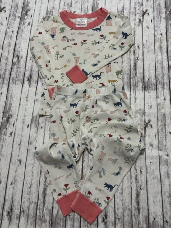 Hanna Andersson Girl's Pajama Pants Castle Frog Crown Print‎ 3T Snug Fit