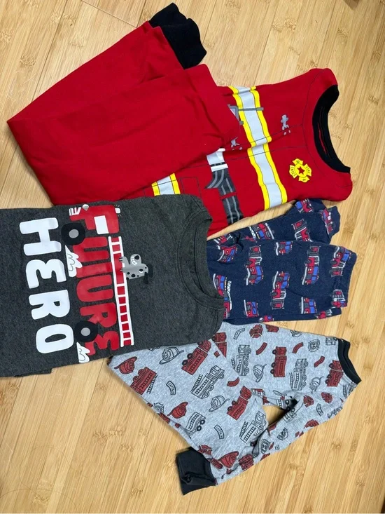 Firetruck Kids Pajama Set - Red, Gray, Navy