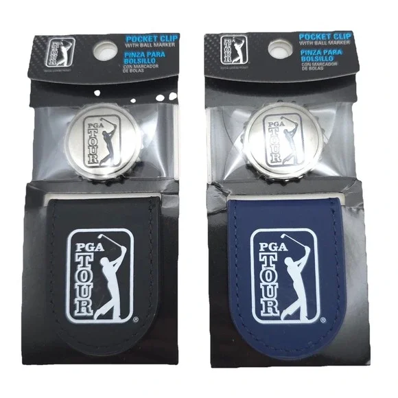 NEW PGA Golf Tour 2 pc Black Pocket‎ Clip with Ball Marker CAVIAR & PEACOAT