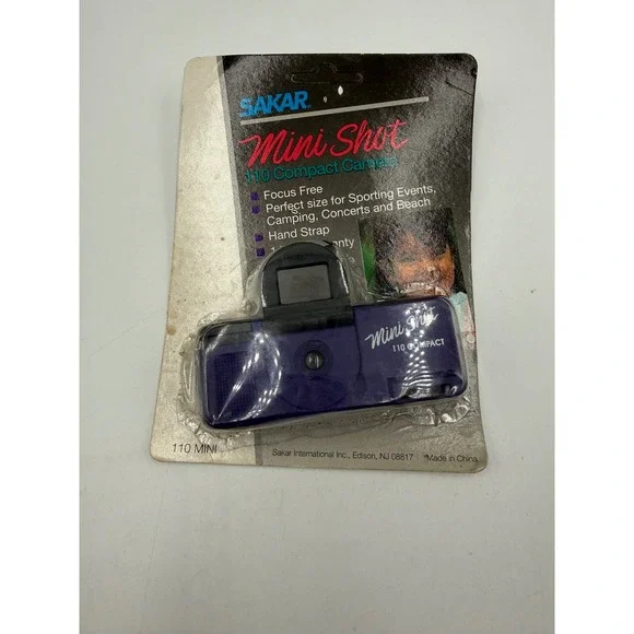 Sakar Mini Shot 110 Compact Camera Purple Vintage New Old‎ Stock Focus Free