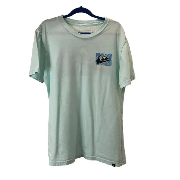 QuikSilver Light Blue Teal Ocean Graphic Tee Short Sleeve Youth Boys Size L