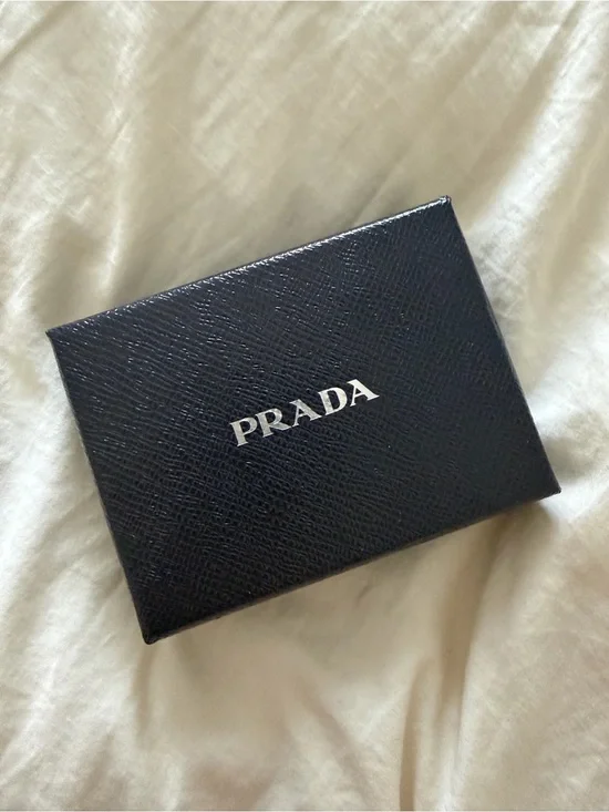 Prada Black Saffiano Leather Money Clip with Silver Logo