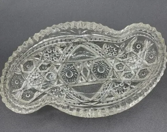 Vintage McKee Fentec Clear Pressed Olive Candy Trinket Vanity Dish Tray