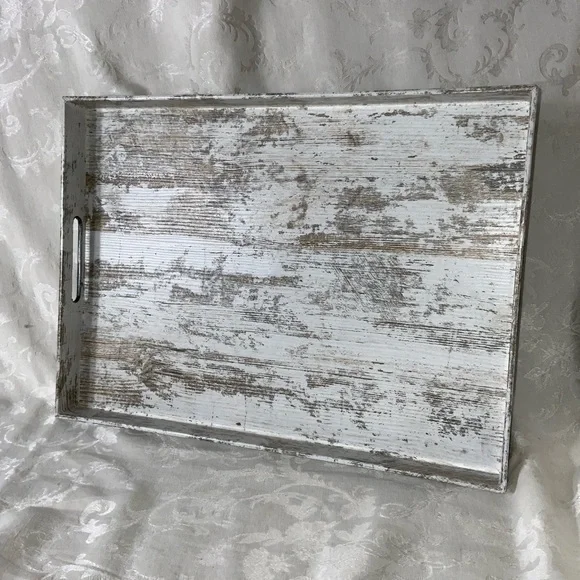 American Atelier Birch Wood Finished Summer Pool Serveware Tray With Handles