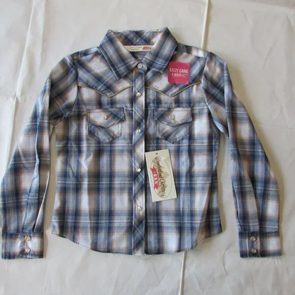 Cumberland Outfitters Ely Cattleman Girl's Plaid Snap Western Shirt