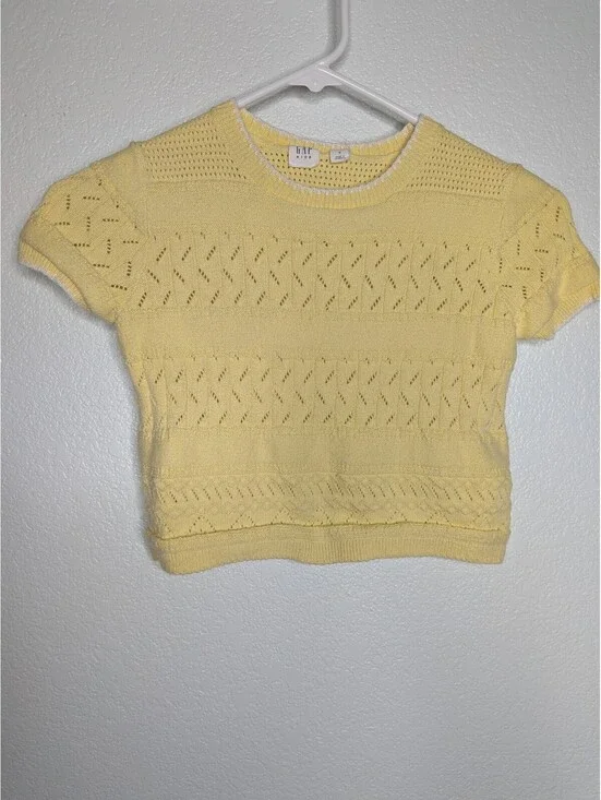 GAP Kids Yellow Pointelle Knit Short Sleeve Sweater Top Size S