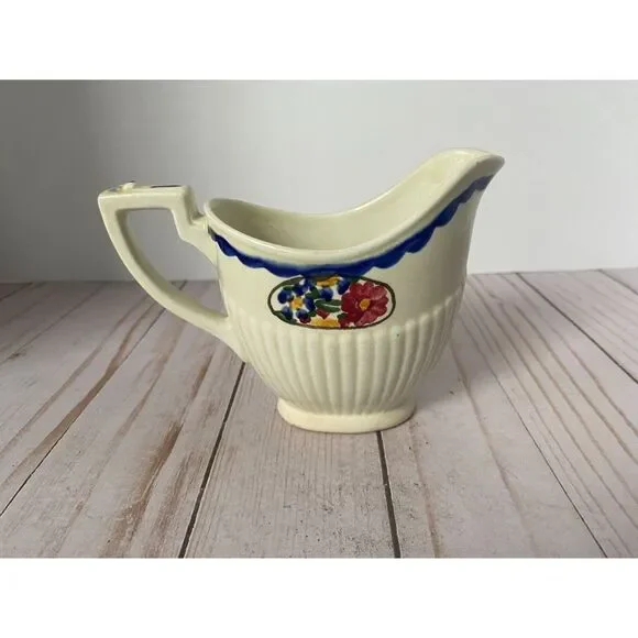 Ridgways Hand Painted Avignon Bedford Ware‎ Flower Ivory Creamer Made in England