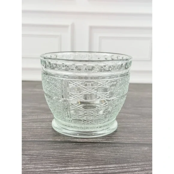 VTG Clear Patterned Depression Pressed Glass Small Bowl 4 1/4
