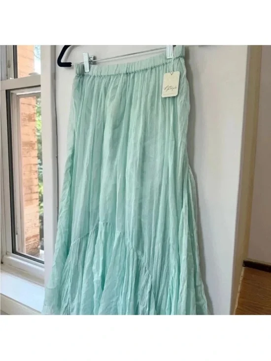 New Free People FP One Clover Maxi Skirt Blue Medium