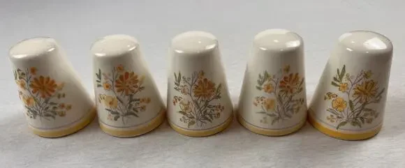 Vintage GENI Salt & Pepper & Spice Shakers Floral Design Ceramic Set Of 5