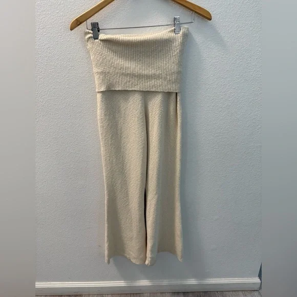 NWOT FP Beach Cream Knit foldable pants size M