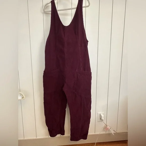 Free People Corduroy Burgundy Overalls