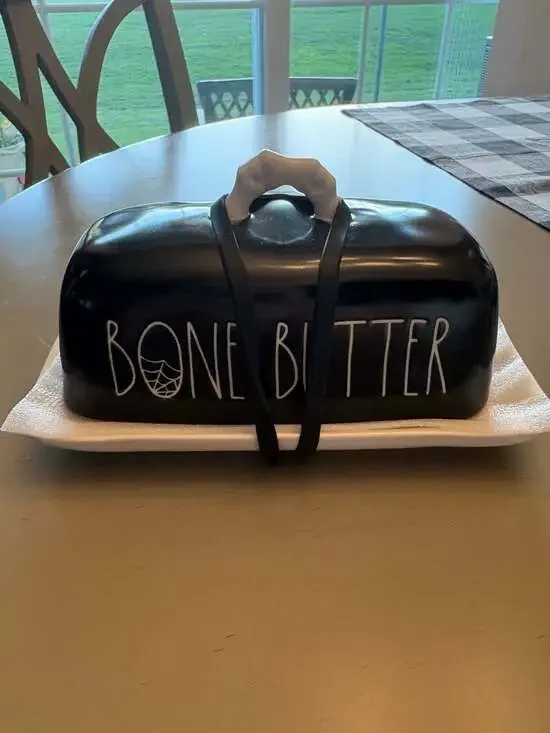Rae Dunn Halloween Collection 'BONE BUTTER' Ceramic Butter Dish