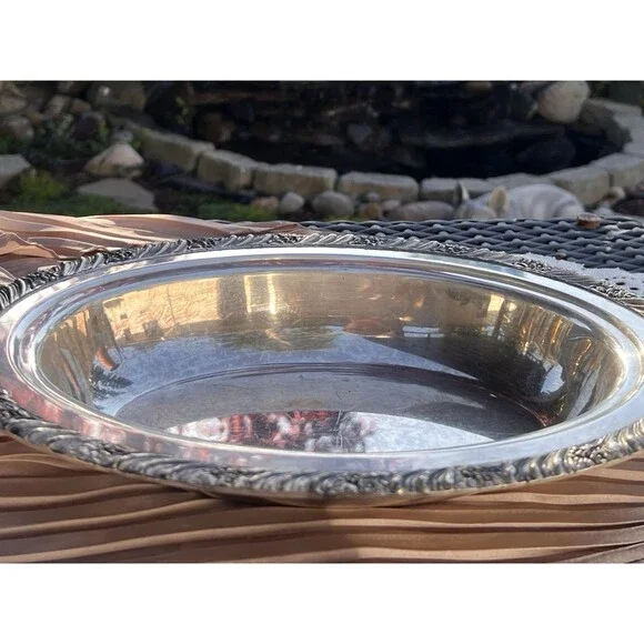 Vintage F.B. Rogers Silverplate Oval Serving Tray – Pierced Gallery Edge