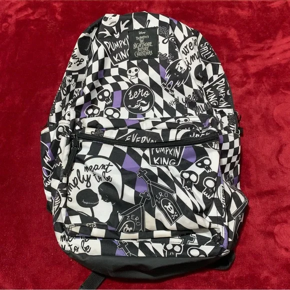 Disney The Nightmare Before Christmas Black White Purple Backpack