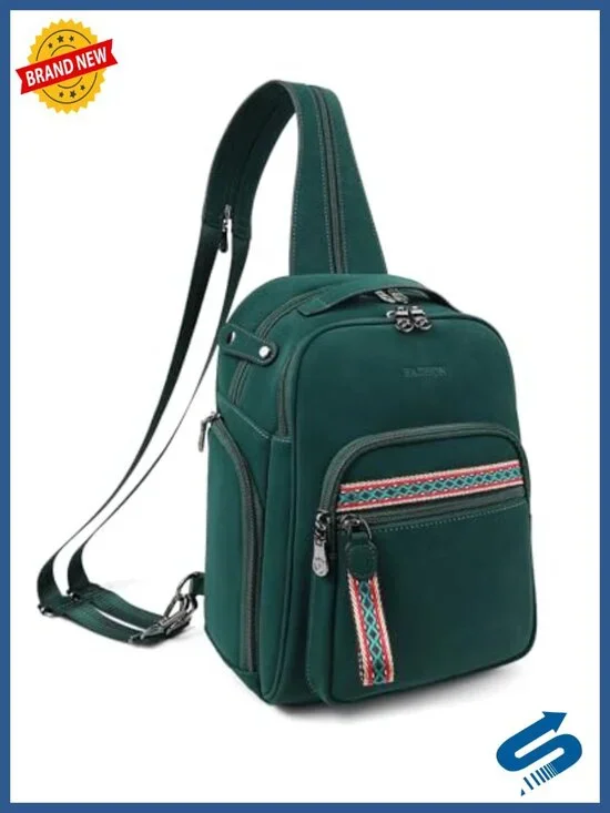 Designer 11L Convertible Leather Sling Backpack Anti-Theft Crossbody Purse for