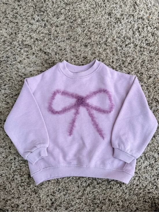 Zara Lilac Girls Sweatshirt with Fuzzy Bow
