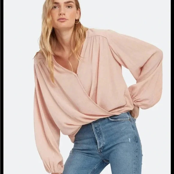 FREE PEOPLE CHECK ON IT FAUX WRAP TOP