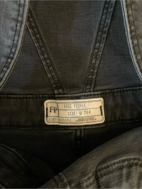Free People black charcoal wash Denim Women's skinny leg Overalls