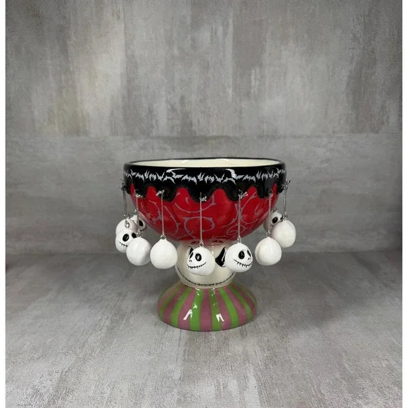 Disney Nightmare Before Christmas Jack Skellington Dangle Charm Pedestal Bowl