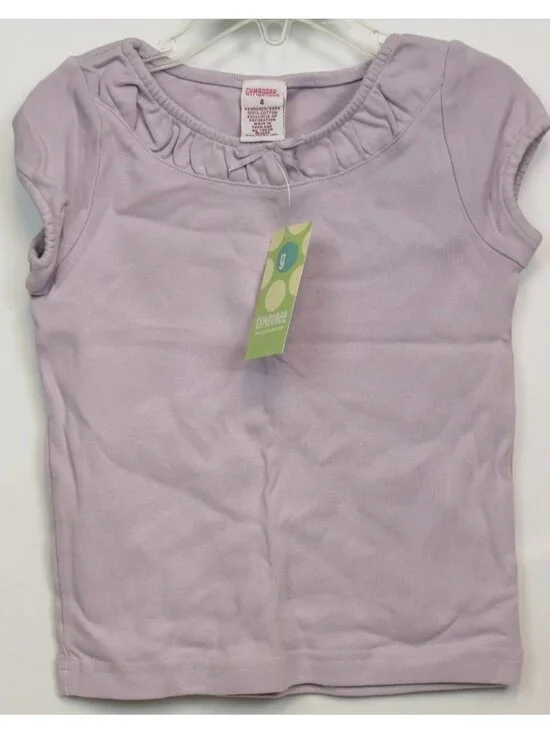 2004 Gymboree European Holiday T-Shirt sz 6 Solid Lavender Gathered Neckline Tee