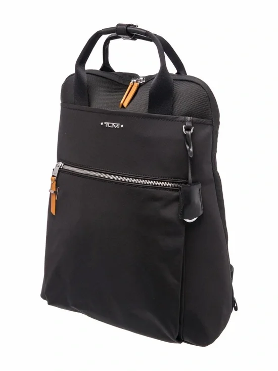 Tumi Black Voyager Nylon Backpack with Leather Zipper Pulls